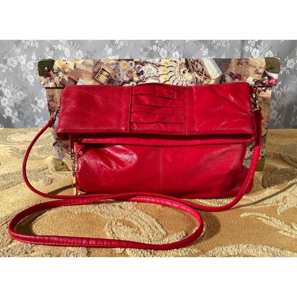 Vintage 80s Red Purse 1980s Pleather Vegan Leather Crossbody Retro Hipster Indie
